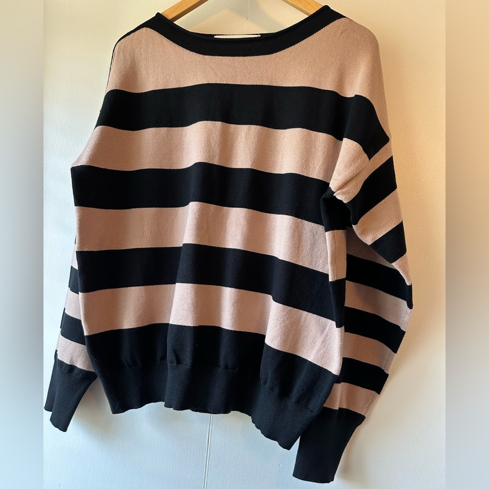 Striped Pink Martini Black and Tan Women's Sweater